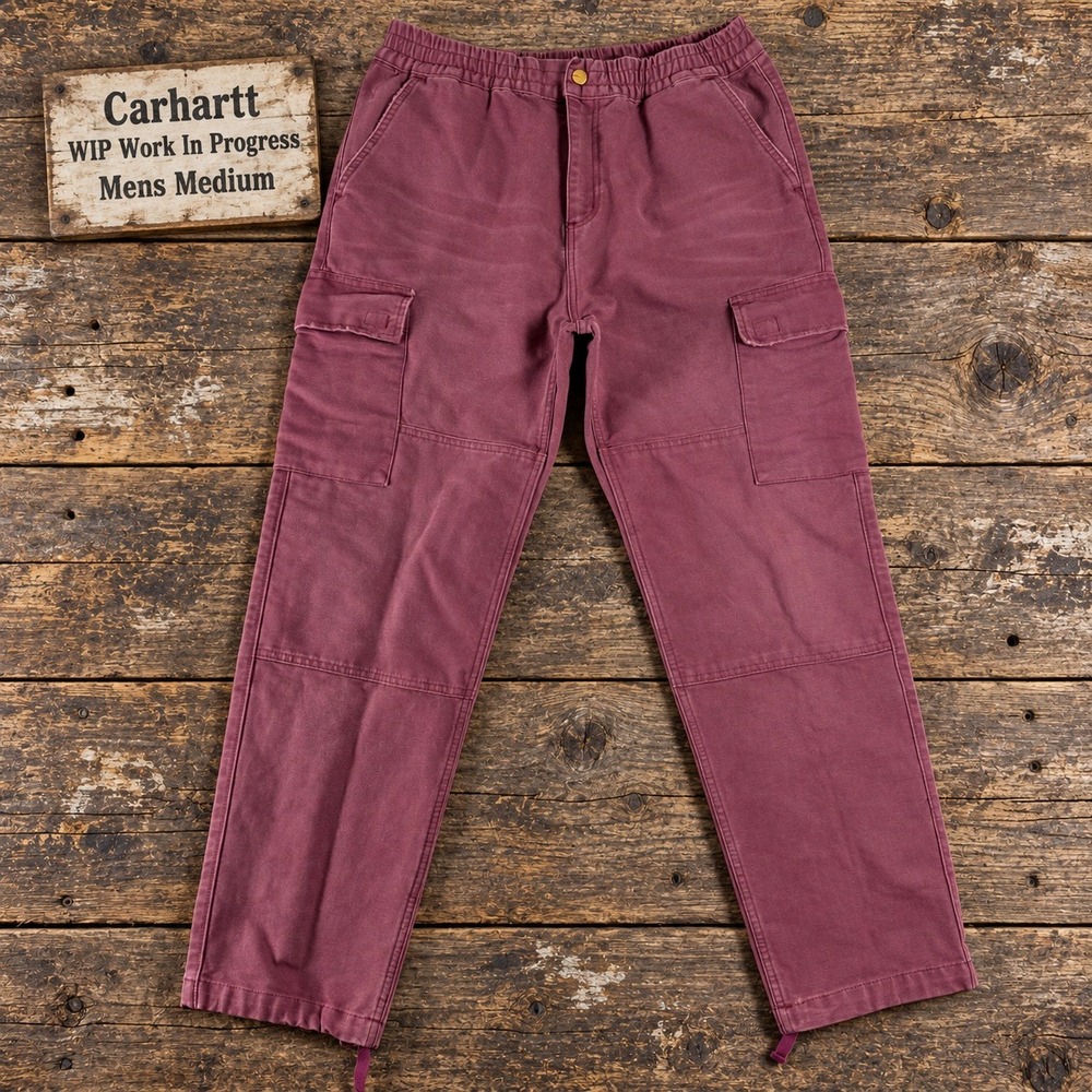 Carhartt WIP Keyton Cargo Pants Mens Medium Burgundy Duck Canvas FW2019